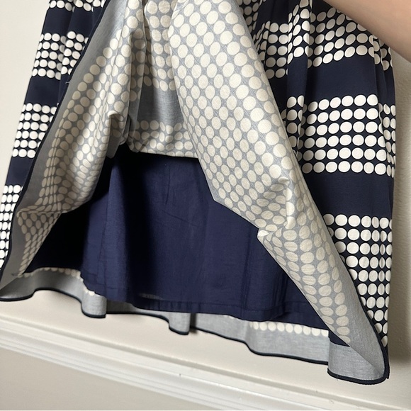 Talbots Woman Navy & White Polka Dot Pleated Skirt Stretch Cotton A-Line 16WP - Picture 10 of 15